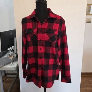 Red and Black Plaid Button-Up Shirt